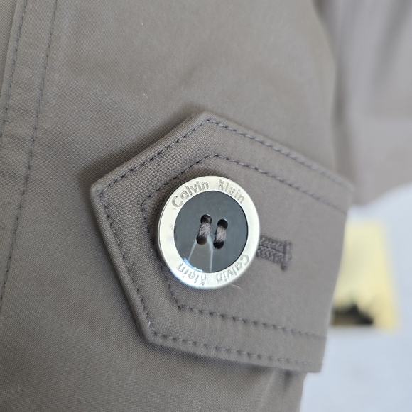 Calvin Klein Womens trench jacket coat Sz S brown button down, waist belt - Picture 3 of 8